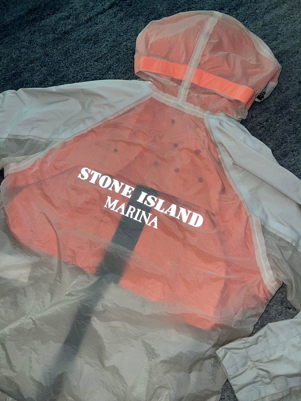 Stone Island Marina Reflective Spellout Mesh Dual Layer Jacket