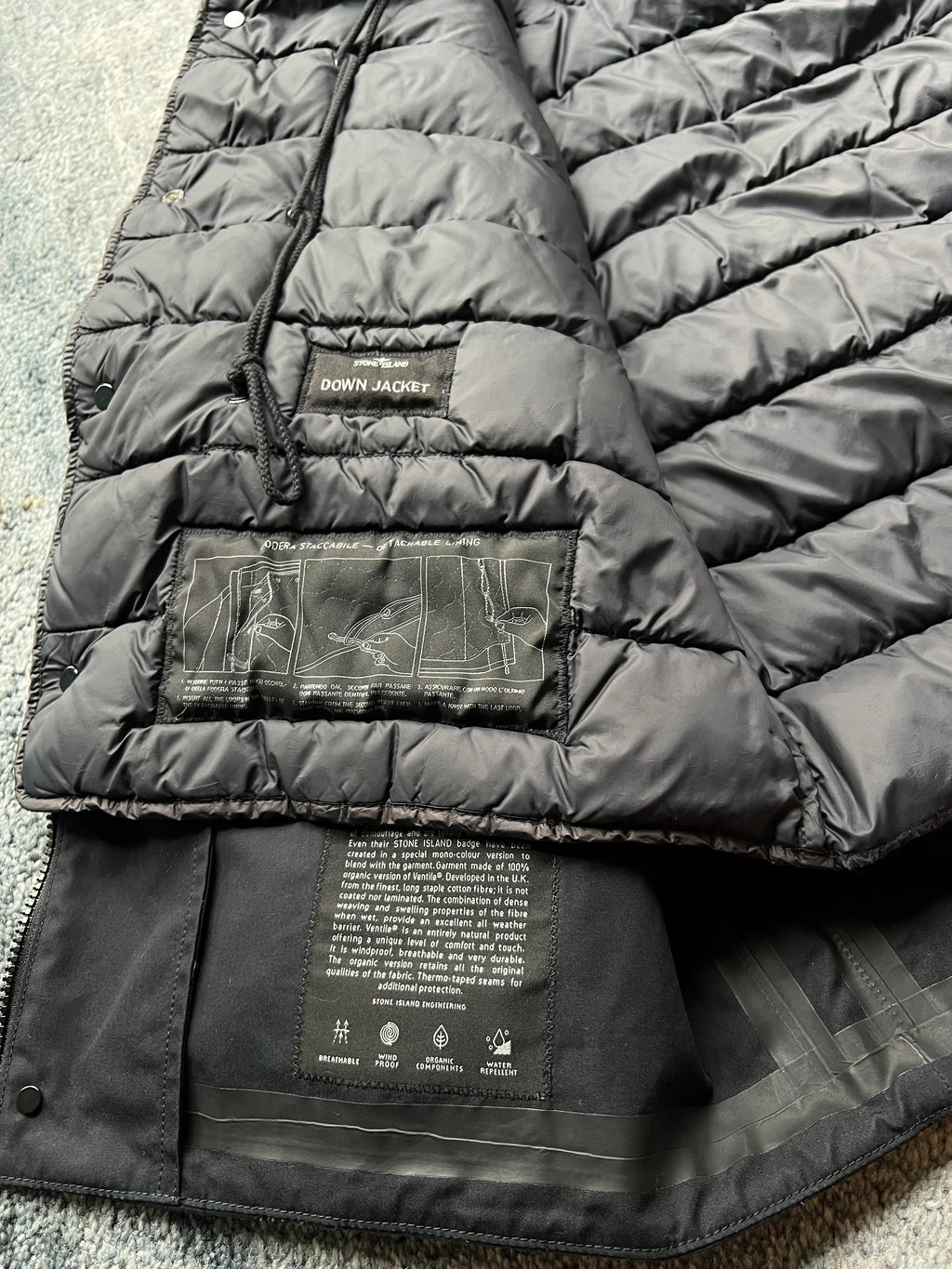 Stone Island 2022 O-Ventile Ghost Piece Down Dutch Rope Puffer Jacket