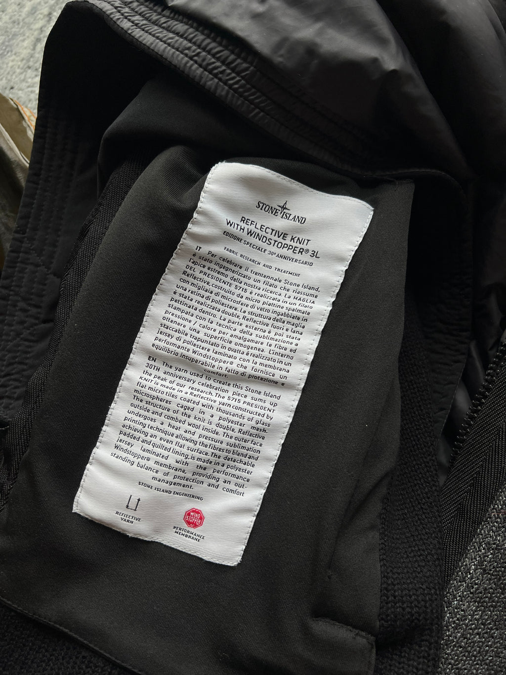 Stone Island 30th Anniversary Reflective Knit with Windstopper 3L L