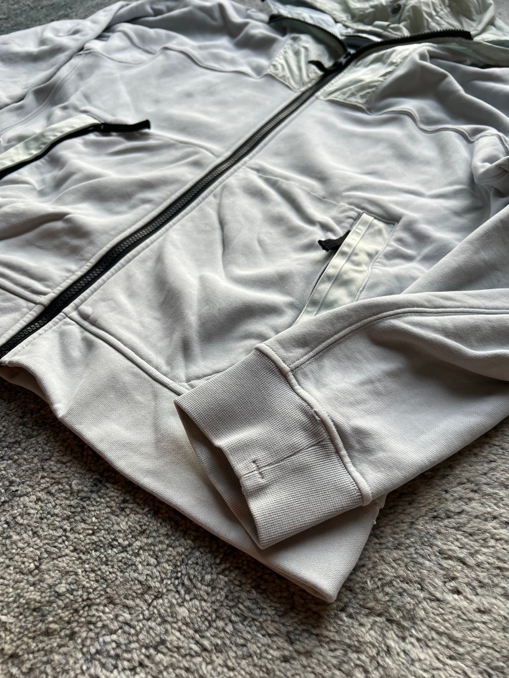 Stone Island Panelled Zip Up Hoodie