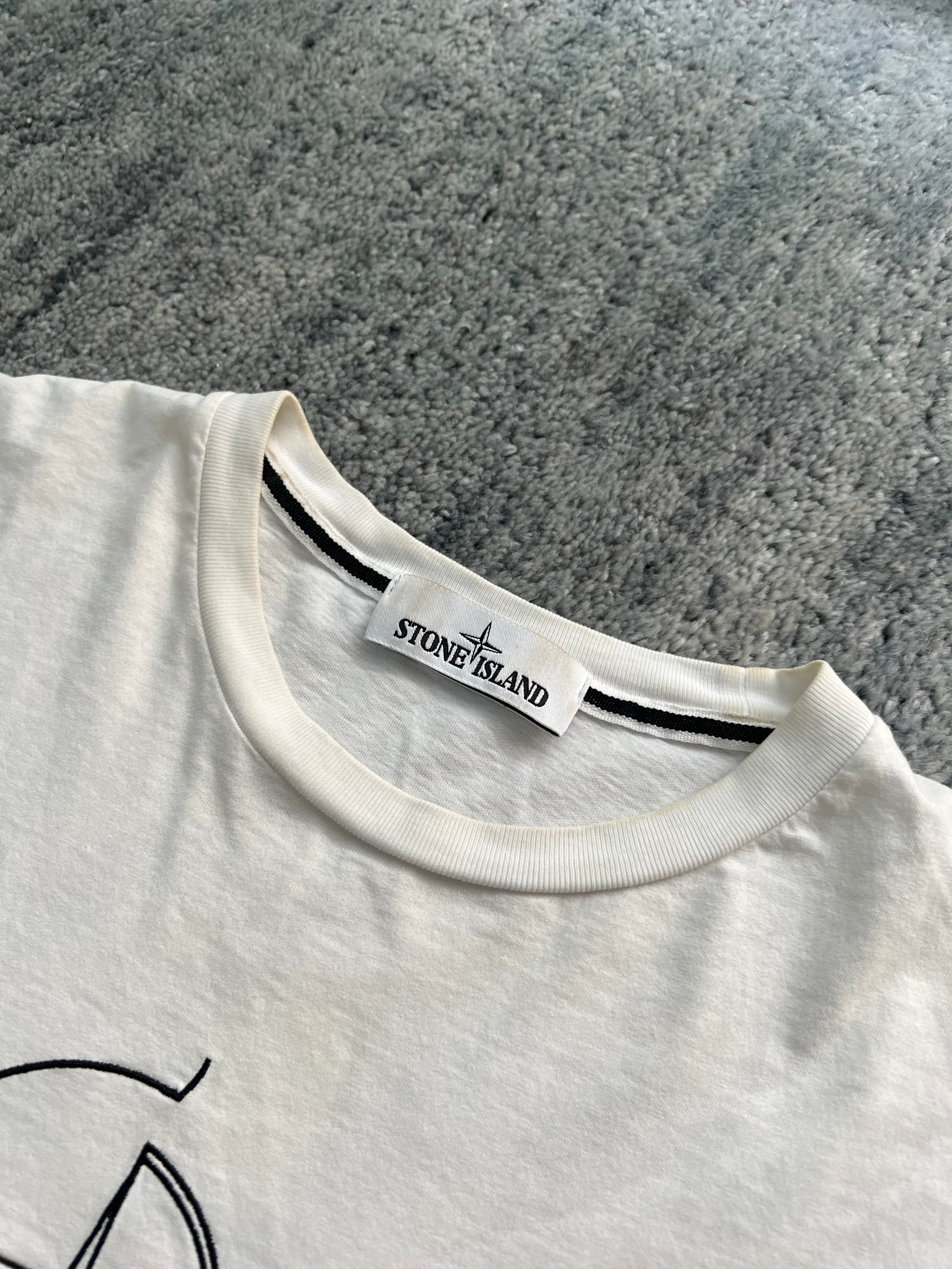 Stone Island Graphic Spellout White T Shirt