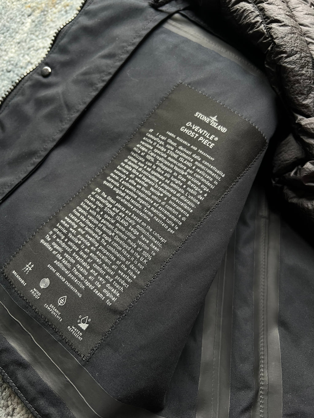 Stone Island 2022 O-Ventile Ghost Piece Down Dutch Rope Puffer Jacket