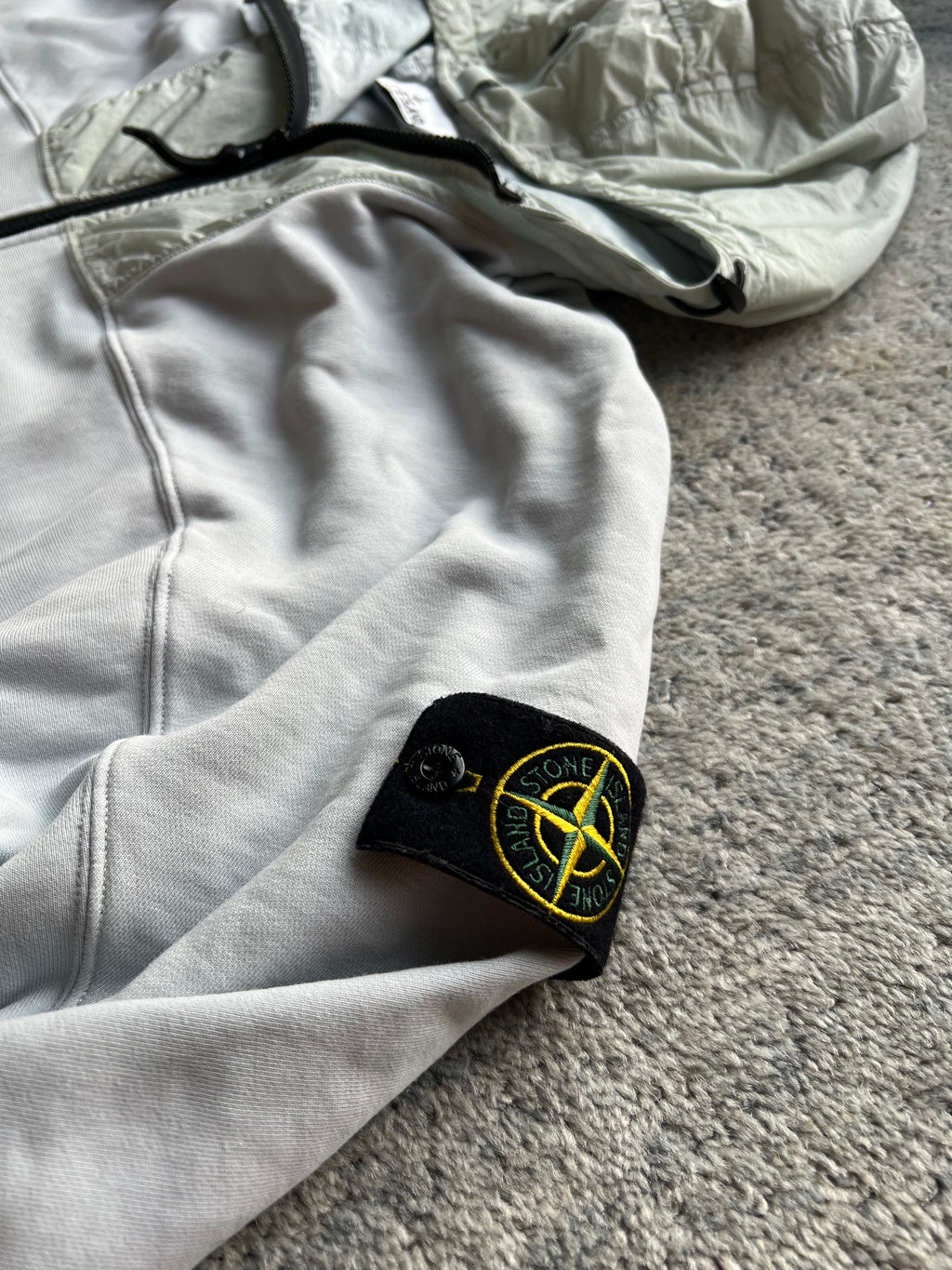 Stone Island Panelled Zip Up Hoodie