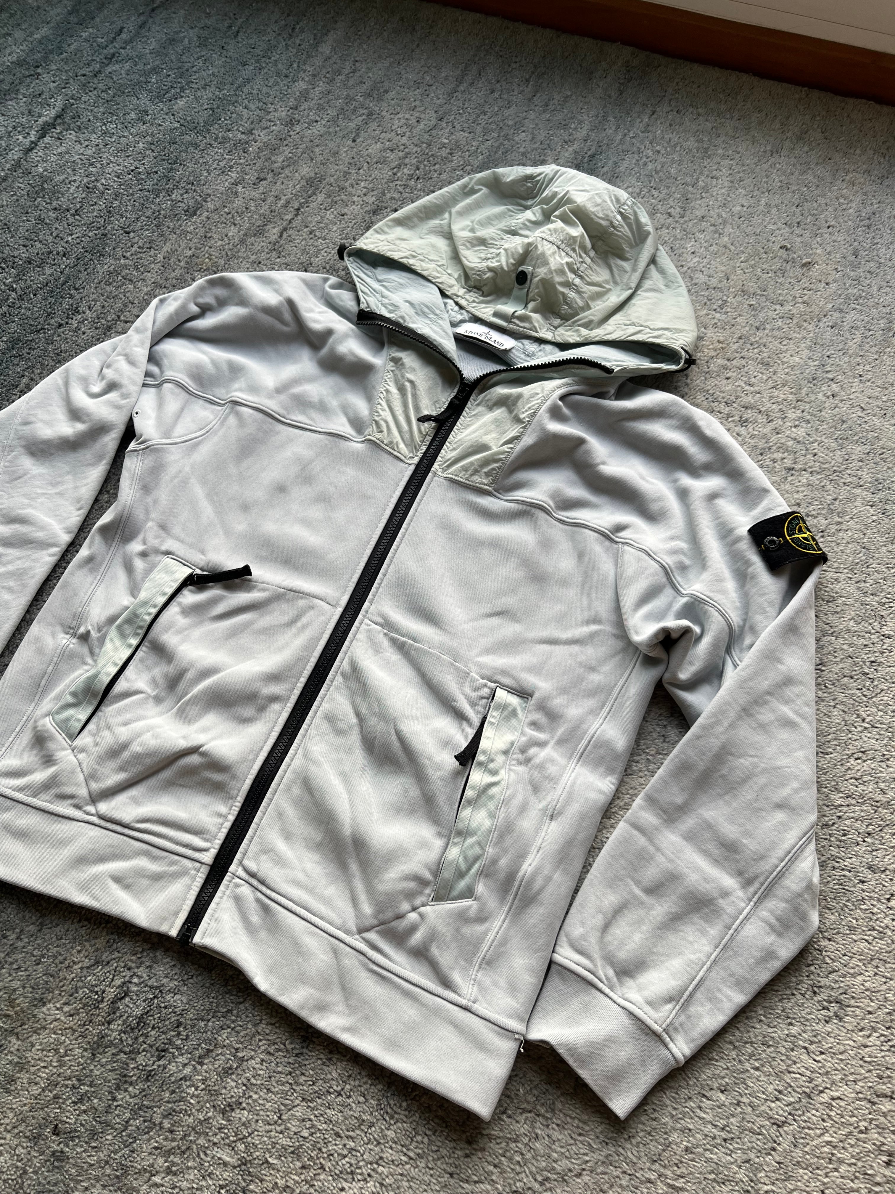 Stone Island Panelled Zip Up Hoodie