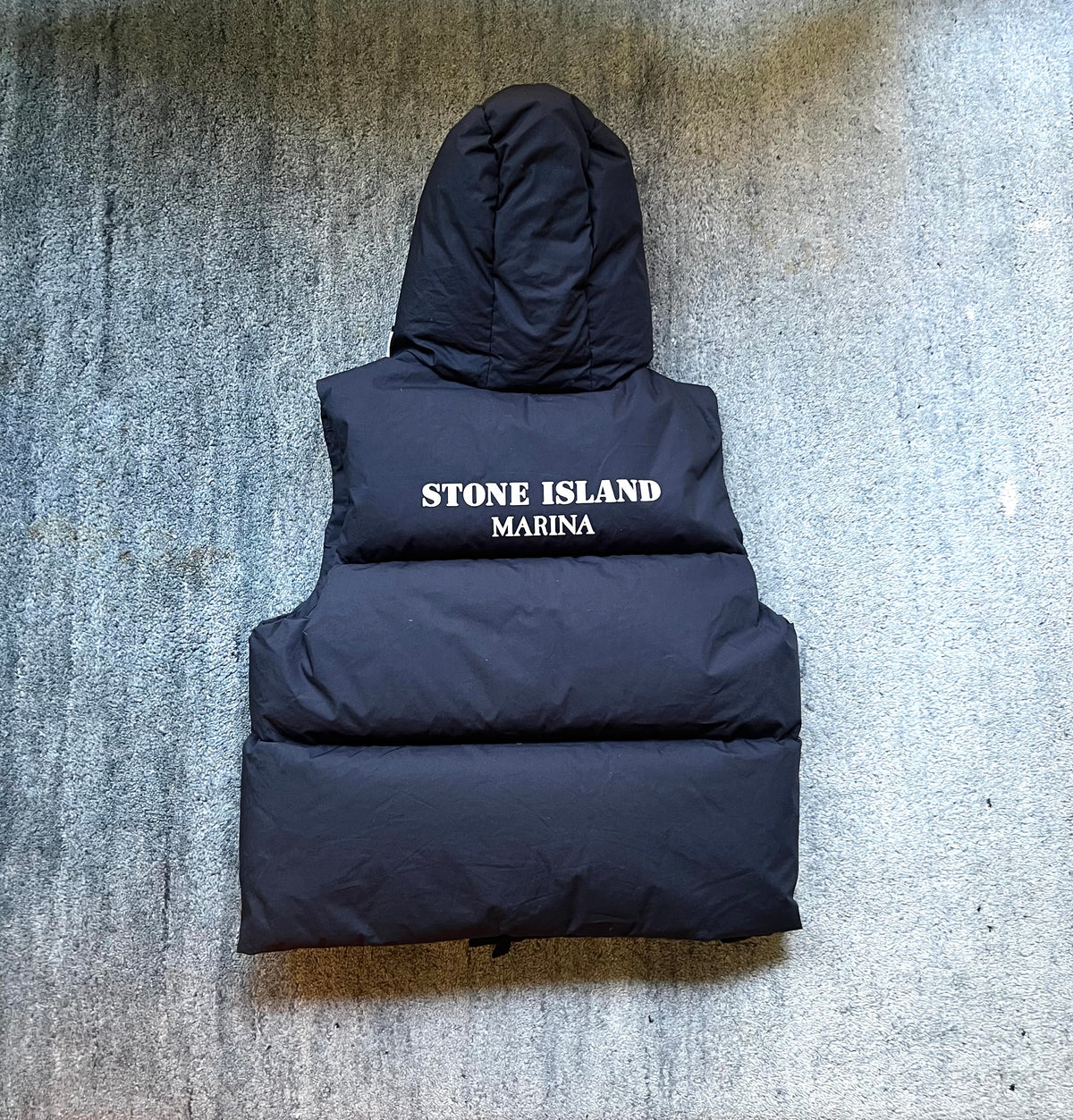 Stone Island 2023 Reflective Rubber Wax Poplin Down Marina Gilet