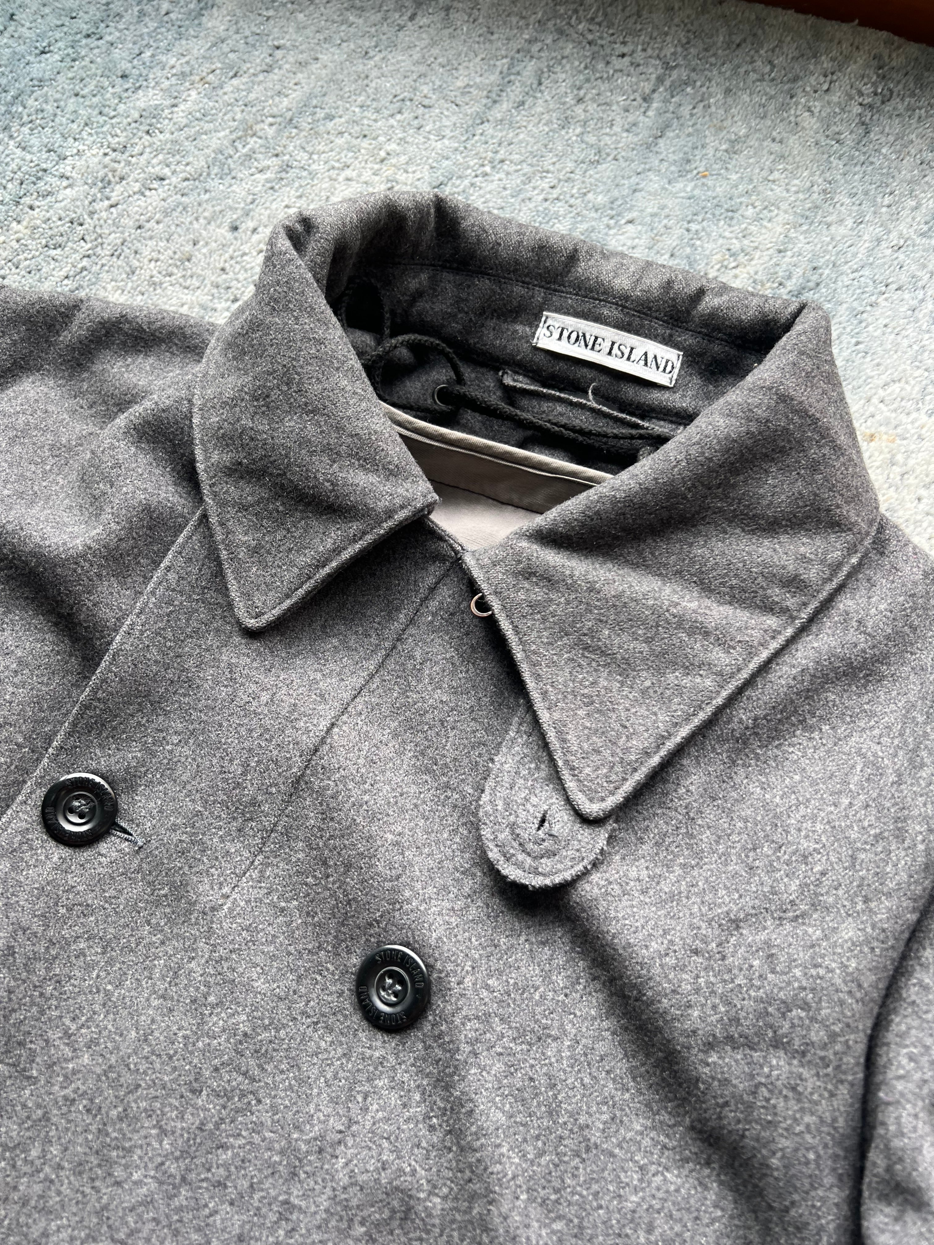 Stone Island 1998 Charcoal Vintage Wool Duffle Coat