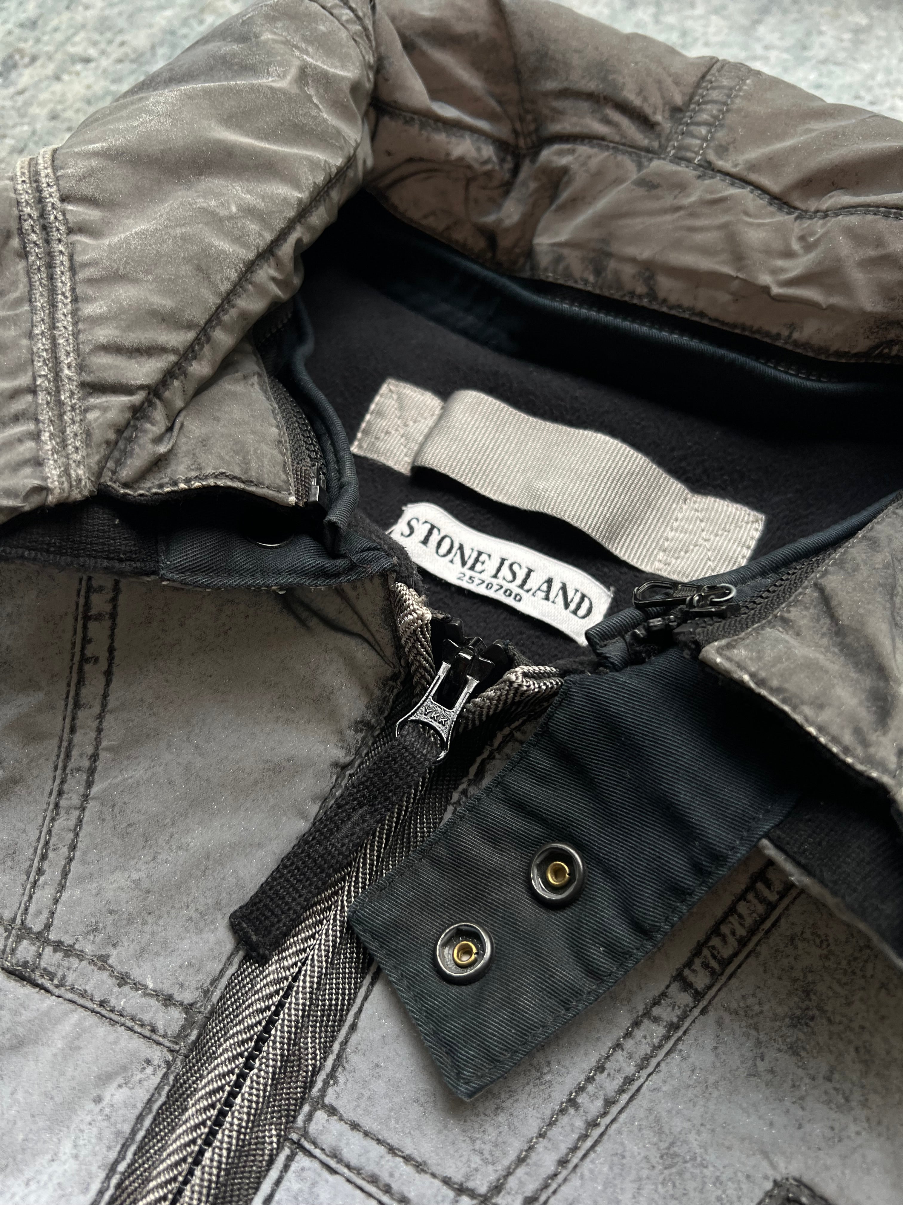 Stone Island Silver 2011 Liquid Reflective Fleece Lined Jacket