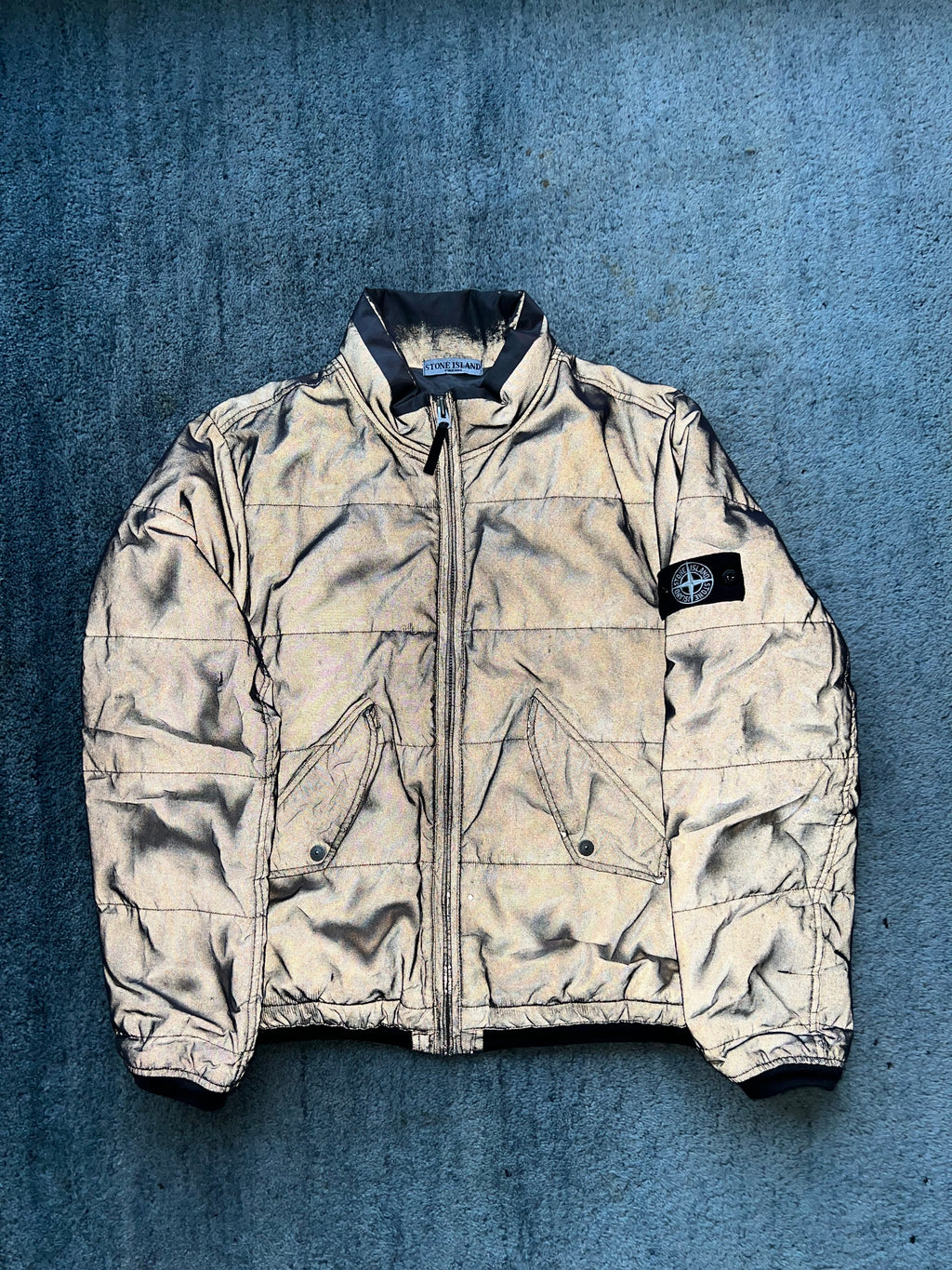 Stone Island 2008 Down Filled Mesh Reflective Bomber Jacket