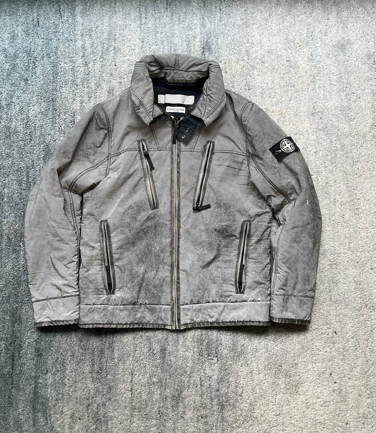 Stone Island Silver 2011 Liquid Reflective Fleece Lined Jacket 