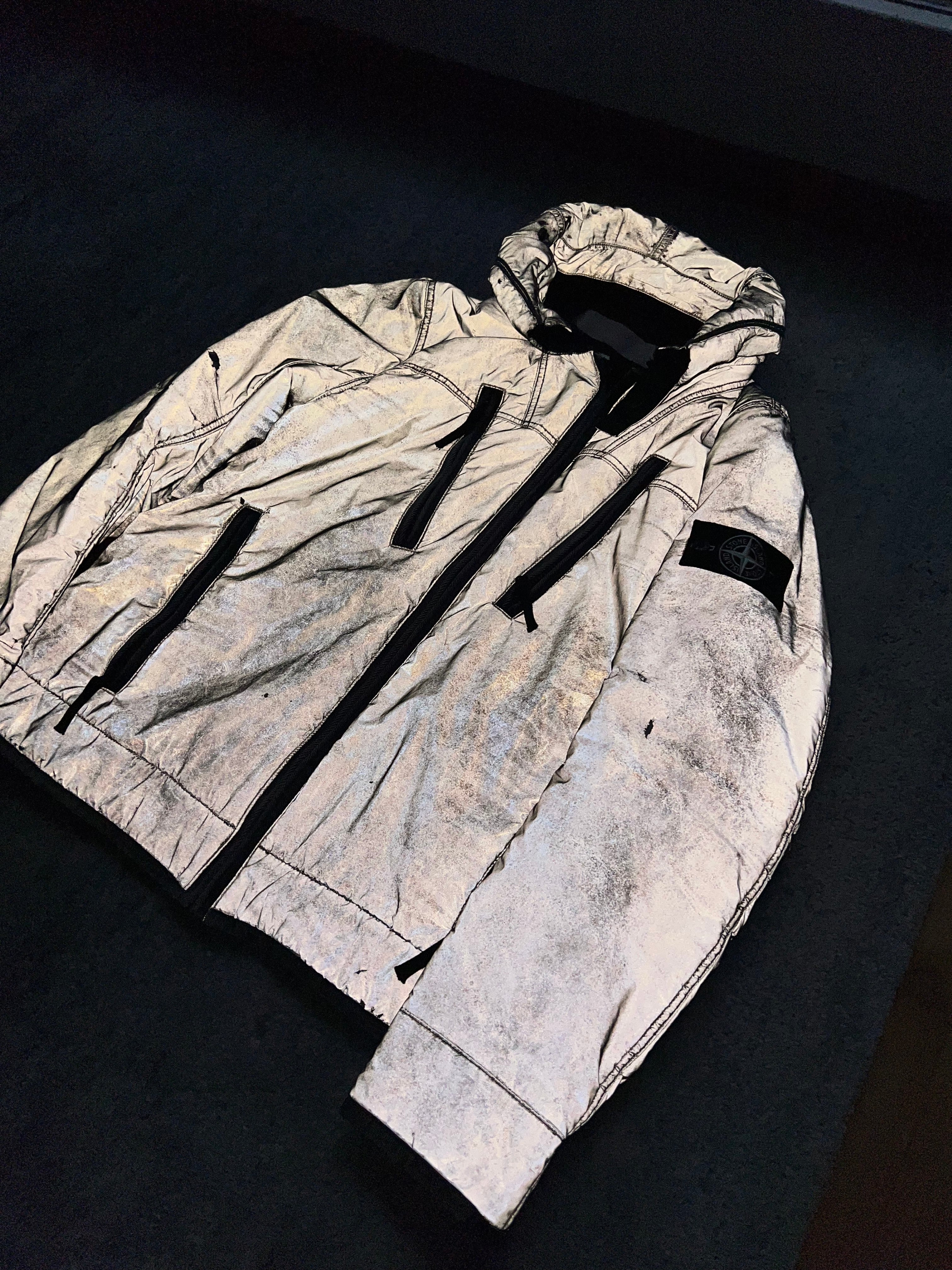 Stone Island Silver 2011 Liquid Reflective Fleece Lined Jacket