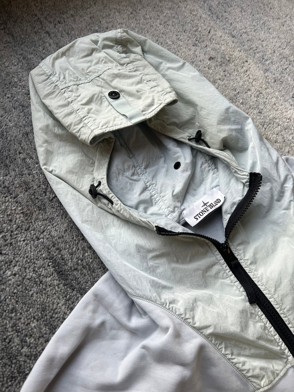 Stone Island Panelled Zip Up Hoodie